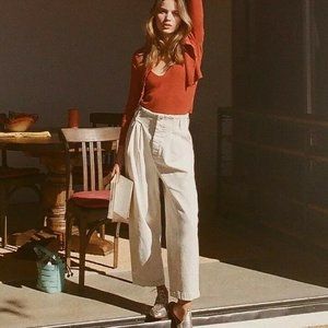 Free People Ivory Casual Pleated Carrot Pants NWT